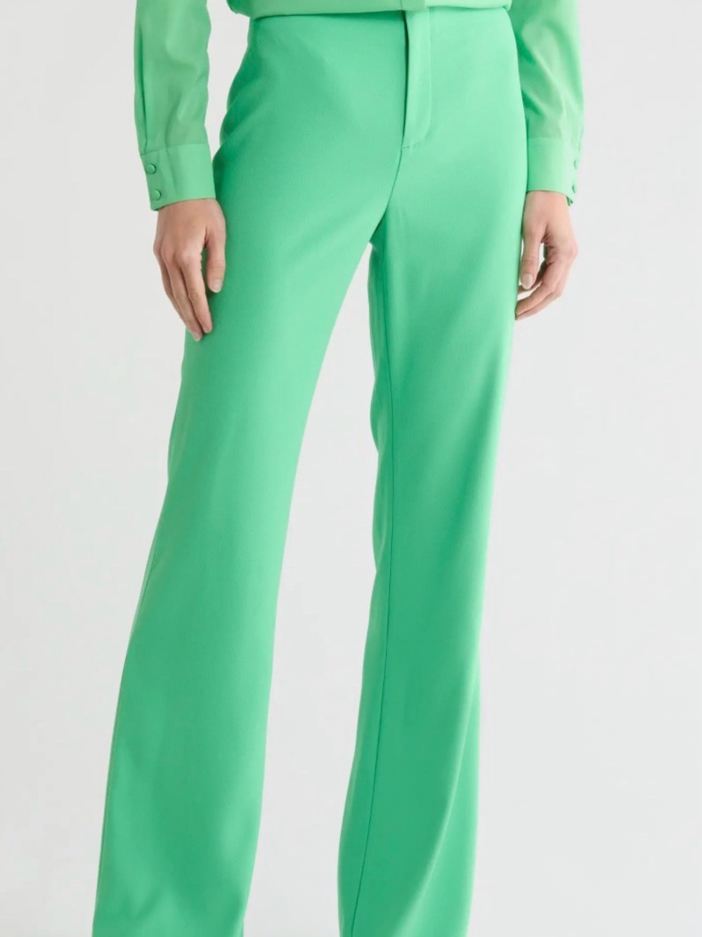 Alice + Olivia Boot-Cut Pants in Bright Mint Green